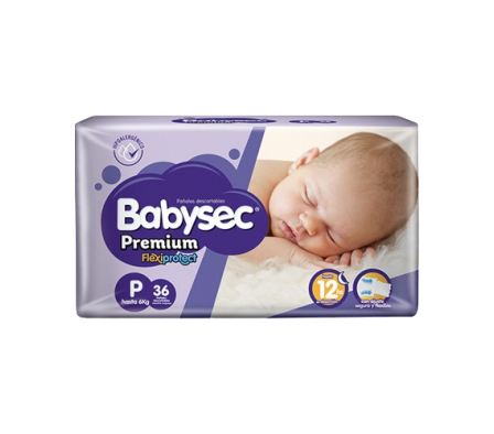 BabySec Pañal Premium P 36 Unidades.