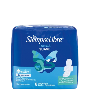 Siempre Libre Toallas Femeninas Tanga 8 Unidades.