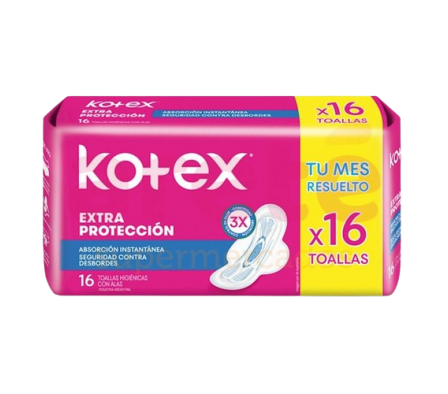 Kotex Toallitas Femeninas Normal 16 unidades