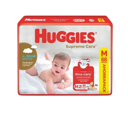 Huggies Pañal Supreme Care M 68 Unidades.