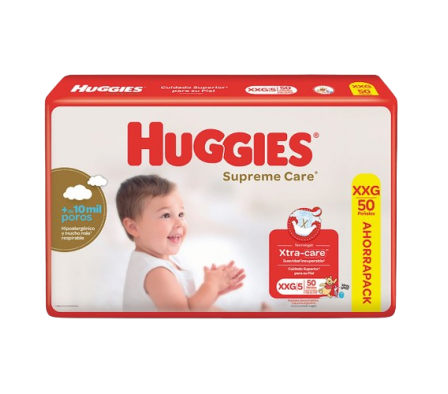 Huggies Pañal Supreme Care XXG 50 Unidades.