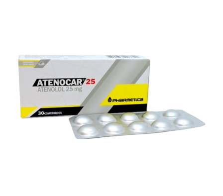 Atenocar Atenolol 25 mg - Caja de 30 comprimidos