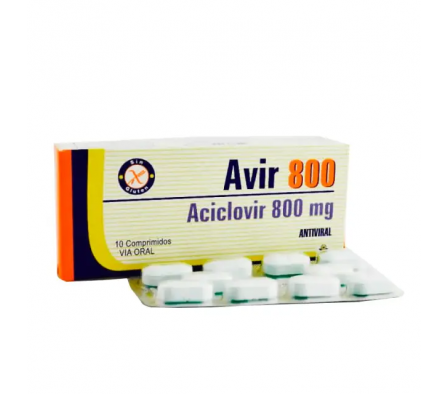 Avir 800 - Aciclovir 800mg - Caja de 10 comprimido