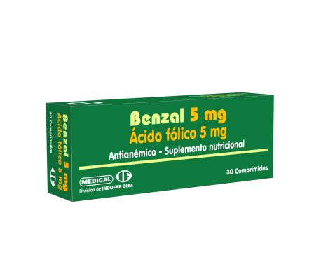 Benzal 5mg Acido Folico 5mg Caja 30 Comprimidos