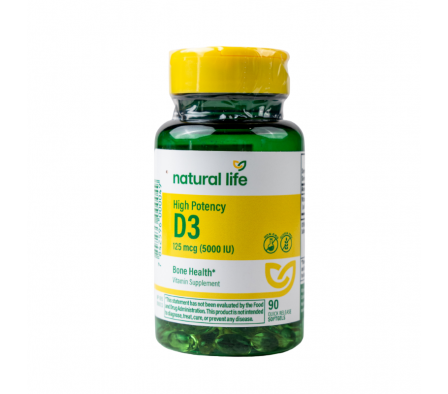 Natural Life Vitamina D3 5000UI 90 Cápsulas