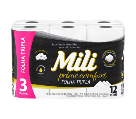 Mili Papel Higienico Triple Hoja 12 Rollos 30x10cm