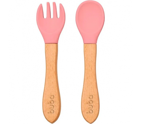 Buba Kit Utensilios de Silicona y Bambu Rosa