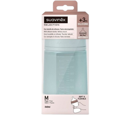 Suavinex Biberon Silicona 240ml Anticolic FM Azul