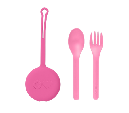 Omebok Utensilios de Comida Silicona Rosa 