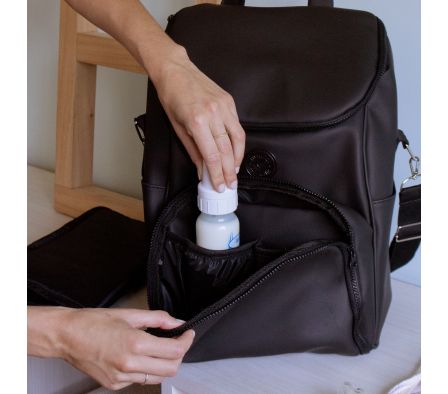 Las Floritas Mochila Jazmin Bolso Maternal Negro