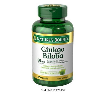 Natures Bounty Ginkgo Biloba 60mg 200 Cápsulas