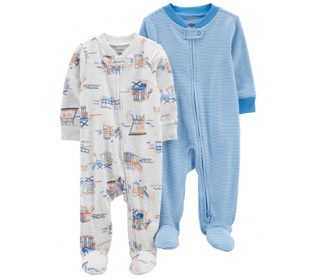 Carters Pack 2 Pijamas C/Pie Doble Cierre 9M