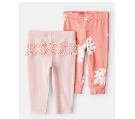 Carters Pack 2 Pantalones Coral y Estampado 6M