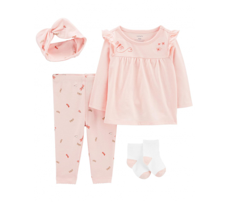 Carters Set Blusa, Calza, Medias y Cinta Niña 9M