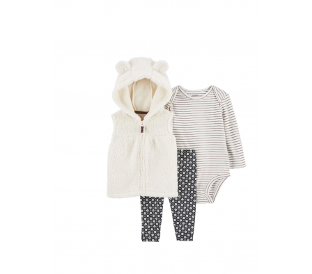 Carters Set Body, Chaleco y Calza Algodon Niña 24M