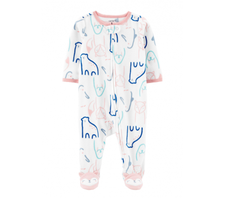 Carters Pijama C/Pie Animales Micropolar NB