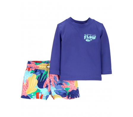 Carters Traje de Baño 2PC ML UPF 50+ Estampado 12M