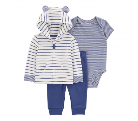 Carters Set Body, Campera y Pant Rayas Niño 18M