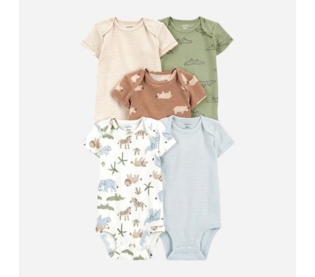 Carters Pack 5 Bodies MC Safari Niño 18M