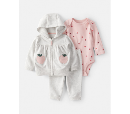 Carters Set Campera, Pantalo y Body Manzanas 18M