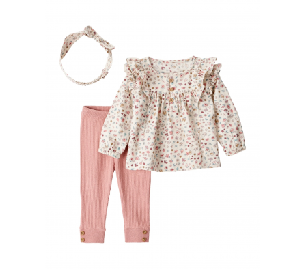 Carters Set Pantalon, Blusa y Vincha Floral 18M