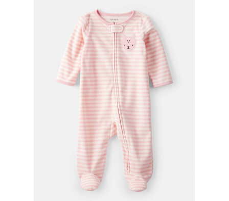 Carters Pijama c/Pie A Rayas Micropolar Niña NB