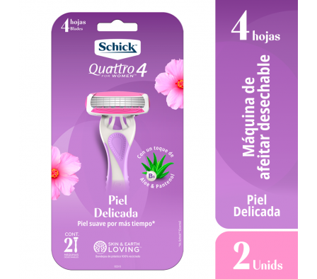 Schick Maquina de Afeitar Quattro Purpura x 2 Unid