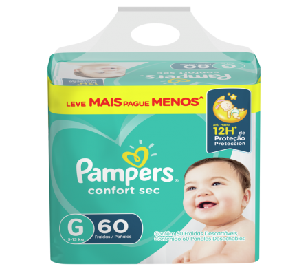 Pampers Pañal Confort Sec G 60 Unidades.