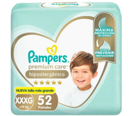 Pampers Pañal Premium Care XXXG 52 Unidades