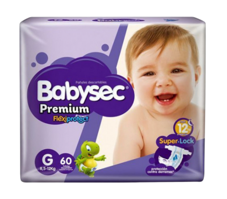BabySec Pañal Premium G 60 Unidades.