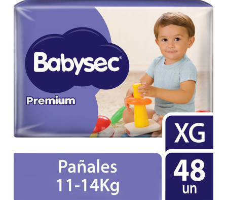 BabySec Pañal Premium XG 48 Unidades.