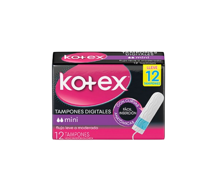 Kotex Tampones Digitales Mini 12 Unidades.
