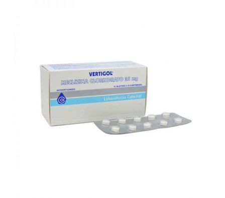 Vertigol Meclizina Clorhidrato 25mg Blister 10 Com