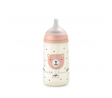 Suavinex Biberon Flujo Medio 3m+ Wild Rosa 270ml