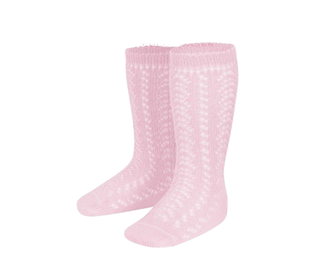 Condor Medias Alto Perle Calado Rosa 0 m