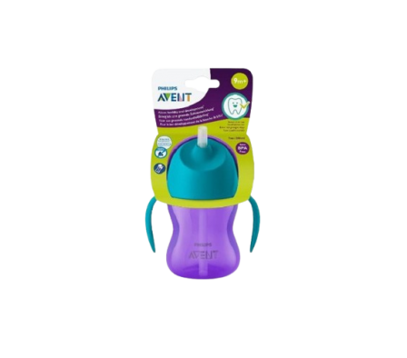 Avent Vaso C/ Pajita y Asas Lila-Azul 200ml 