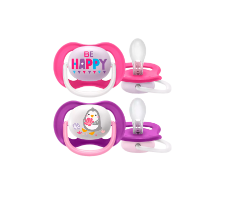 Avent Chupete UltrAir 6-18M Happy/Pingui 2 Unid