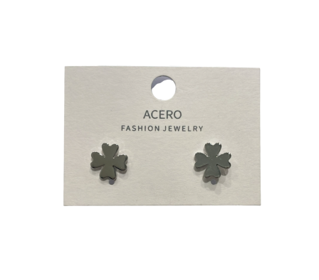 Madonna Aro Acero Trebol 4 hojas Plateado cod 122