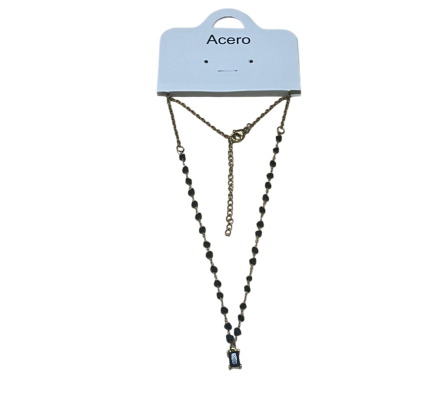 Bling Collar Acero Canutillos Negros