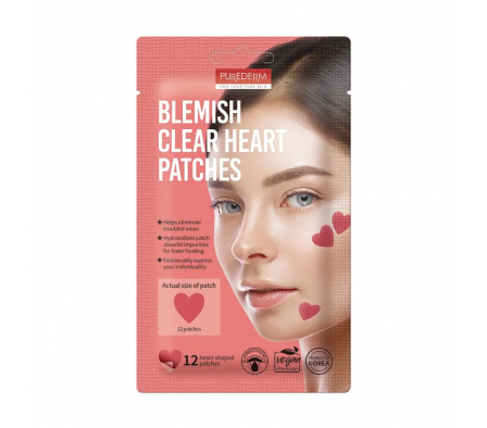 PureDerm Parches Corazón Blemish Clear 12 Unidades